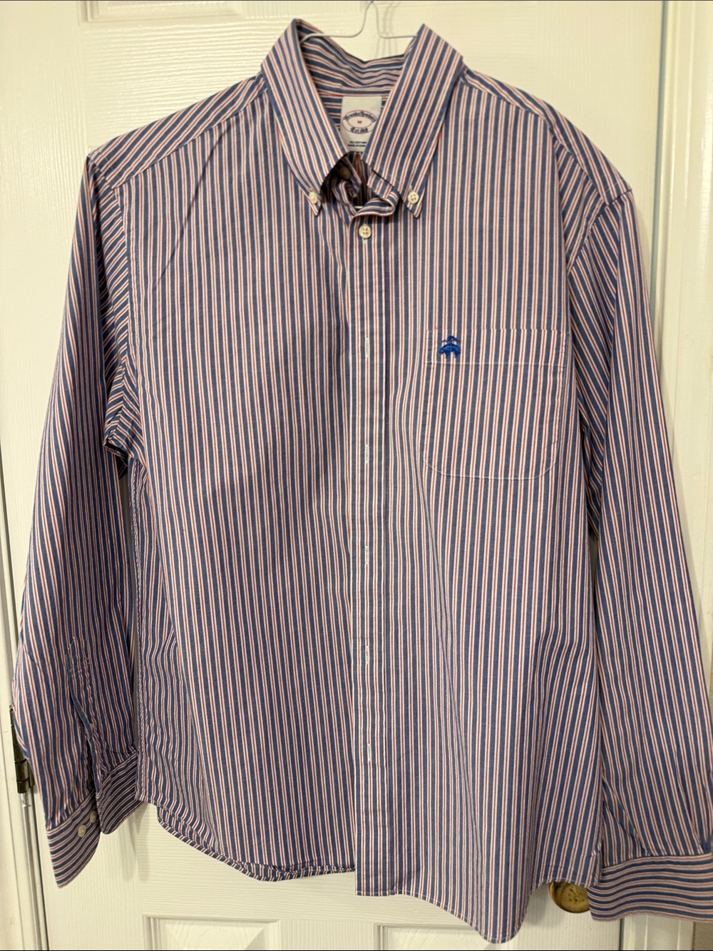 Brooks Brothers Blue & Pink Striped Button-Down Dress Shirt